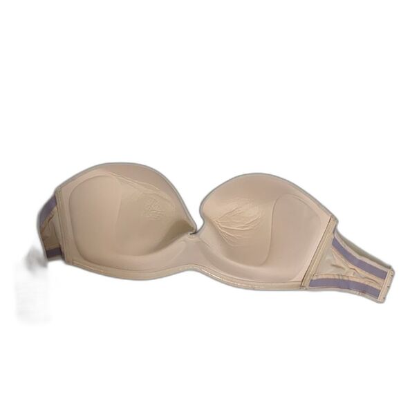 DELIMIRA Women's Tan Lace Strapless Push-Up Bra for Large Bust Size 36E - Picture 3 of 7